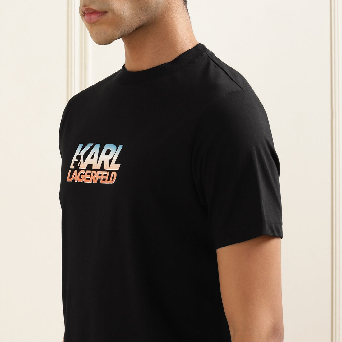 Karl Lagerfeld  Men Black Big Print KL T-shirt