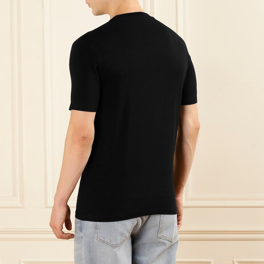 Karl Lagerfeld  Men Black Gold-Square Doll Face Print T-shirt